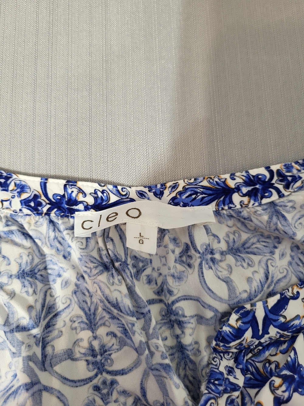 cleo Blue & White Printed V-Neck Tunic - Picture 5 of 6